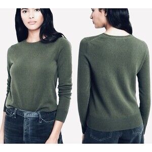 Banana Republic Silk Cotton Cashmere Crew Neck Sweater Womens Medium Olive Green